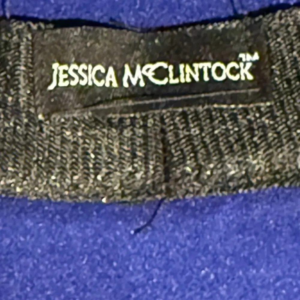 Jessica McClintock Wool Felt Royal Blue Wide Brim Floppy Hat Bow One Size